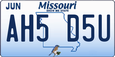 MO license plate AH5D5U