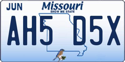 MO license plate AH5D5X