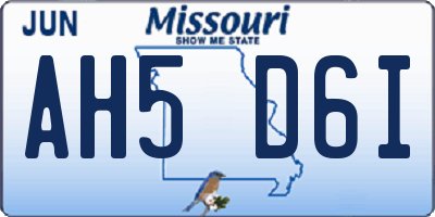 MO license plate AH5D6I