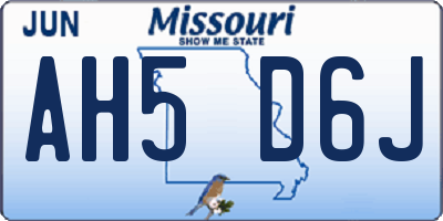 MO license plate AH5D6J