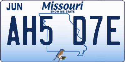 MO license plate AH5D7E
