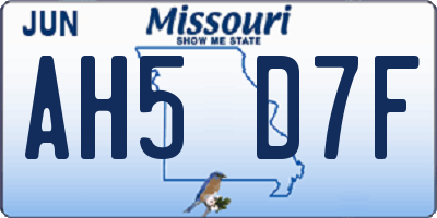 MO license plate AH5D7F
