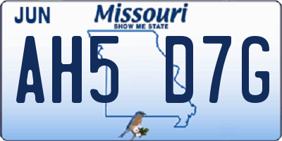 MO license plate AH5D7G