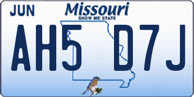 MO license plate AH5D7J