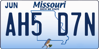 MO license plate AH5D7N