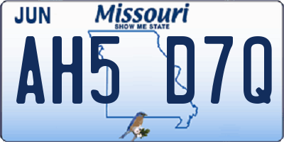 MO license plate AH5D7Q