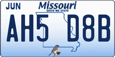 MO license plate AH5D8B