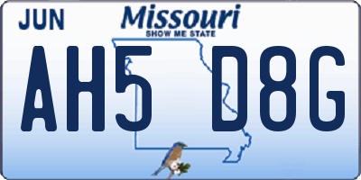MO license plate AH5D8G