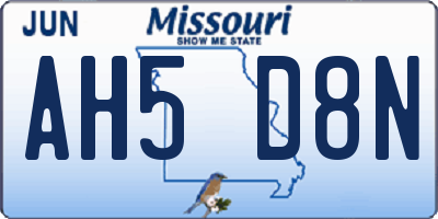MO license plate AH5D8N
