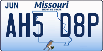 MO license plate AH5D8P
