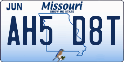 MO license plate AH5D8T