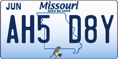 MO license plate AH5D8Y
