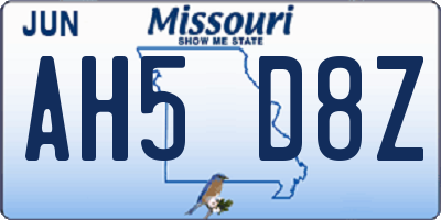 MO license plate AH5D8Z