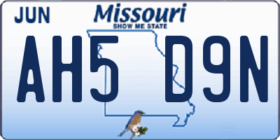 MO license plate AH5D9N