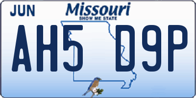 MO license plate AH5D9P
