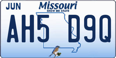 MO license plate AH5D9Q