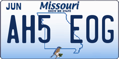 MO license plate AH5E0G