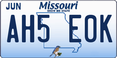 MO license plate AH5E0K