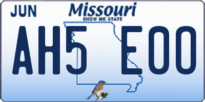 MO license plate AH5E0O