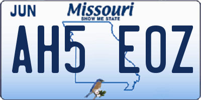 MO license plate AH5E0Z