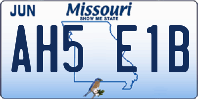 MO license plate AH5E1B