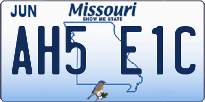 MO license plate AH5E1C