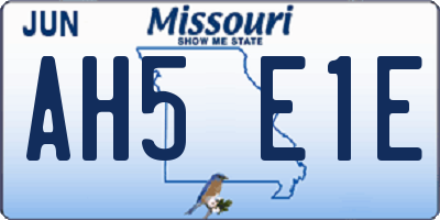 MO license plate AH5E1E