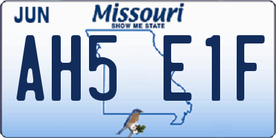 MO license plate AH5E1F