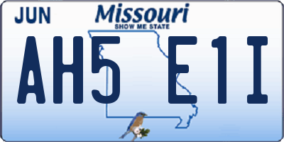 MO license plate AH5E1I