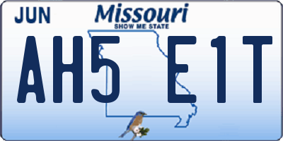 MO license plate AH5E1T