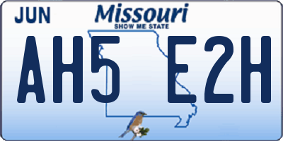 MO license plate AH5E2H