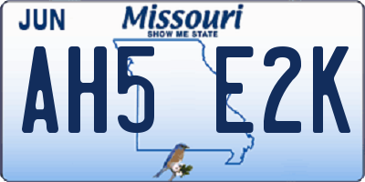 MO license plate AH5E2K