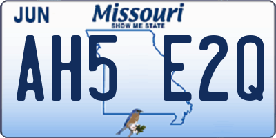 MO license plate AH5E2Q