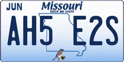 MO license plate AH5E2S
