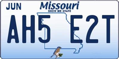 MO license plate AH5E2T