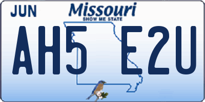 MO license plate AH5E2U