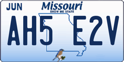 MO license plate AH5E2V