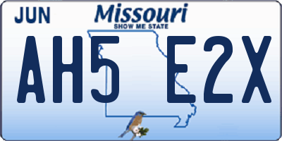 MO license plate AH5E2X