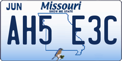 MO license plate AH5E3C