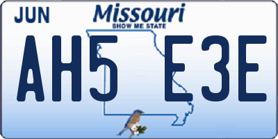 MO license plate AH5E3E