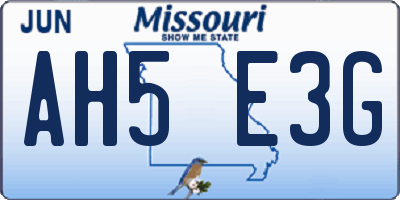 MO license plate AH5E3G