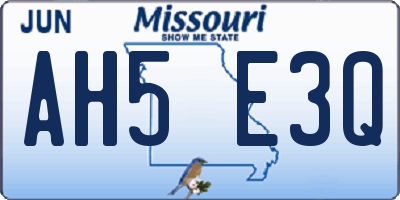 MO license plate AH5E3Q