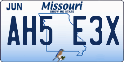 MO license plate AH5E3X