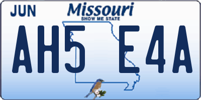 MO license plate AH5E4A