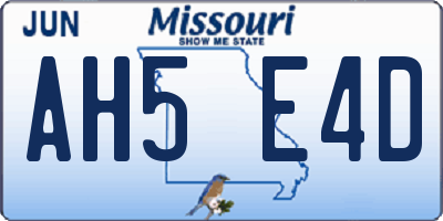 MO license plate AH5E4D