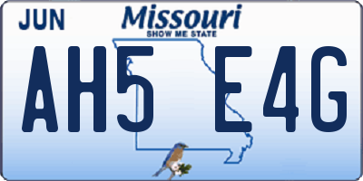 MO license plate AH5E4G
