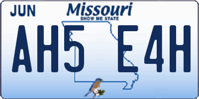 MO license plate AH5E4H