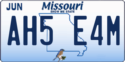 MO license plate AH5E4M