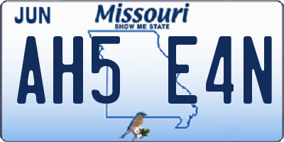 MO license plate AH5E4N