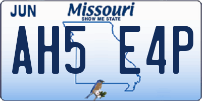 MO license plate AH5E4P